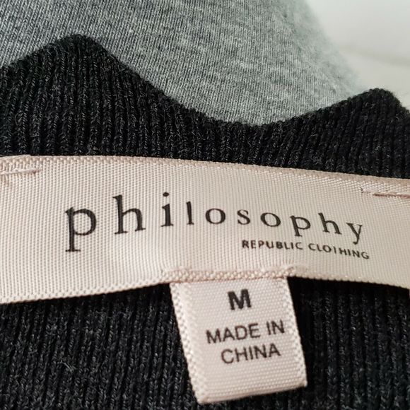 Philosophy Republic Gray Sweater 3/4 Sleeve Size M - Picture 8 of 10